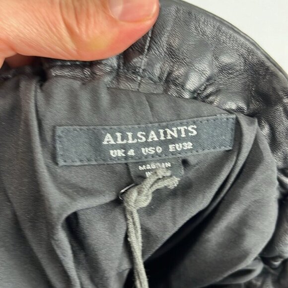 Allsaints NWT Erica Black Leather Paperbag Shorts - Picture 10 of 11